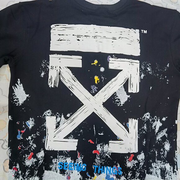 OFF-WHITE Black Ink-Splashed Round Neck Long Sleeves - Picture 5 of 6